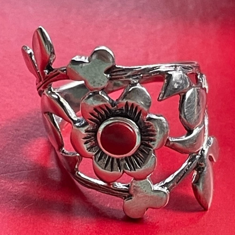 925 Silver Rings,Elegant Silver Leaf Ring Size 7”